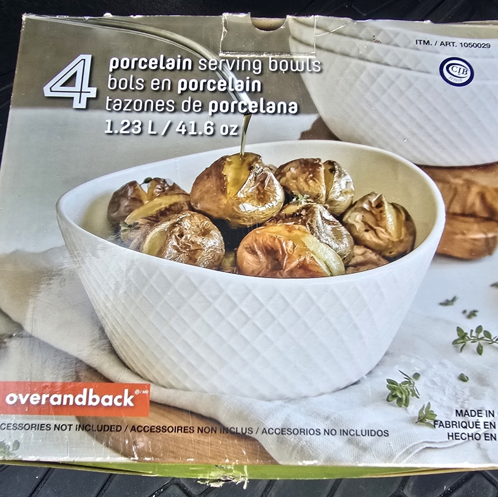 Cream Porcelain Serving Bowls Set